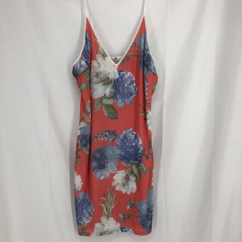 Women's Starfish Dress short thin straps Coral Floral  Sleeveless Size 2X